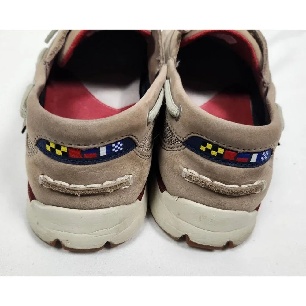 L.L.Bean Men's Sz. 8.5 Portlander Free Flex Boat Shoes in Ledge & Red
